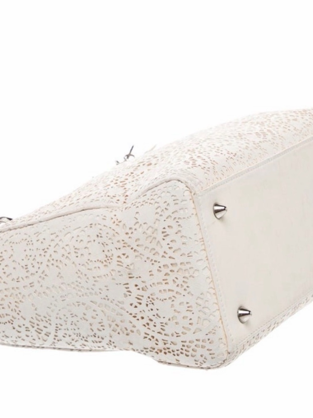 Lady Dior Laser-Cut Lady white Top-Handle purse Cannage Medium Limited Edition - Picture 6 of 7